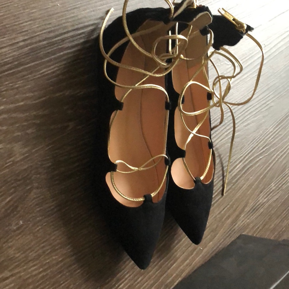 Jcrew suede lace up flats